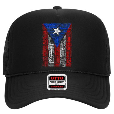 Puerto Rican Flag With Towns And Cities Of Puerto Rico Trucker Hat