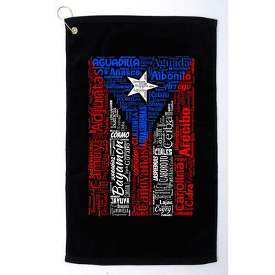 Puerto Rican Flag With Towns And Cities Of Puerto Rico Golf Towel