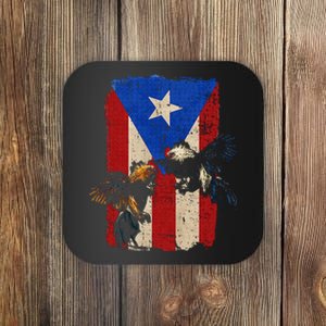 Puerto Rico Flag Cockfighter Game Fowl Cockfighting Rooster Coaster