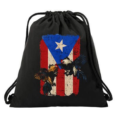 Puerto Rico Flag Cockfighter Game Fowl Cockfighting Rooster Drawstring Bag