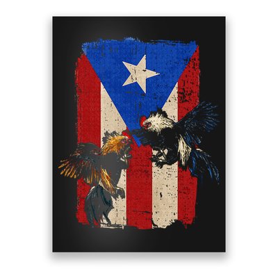 Puerto Rico Flag Cockfighter Game Fowl Cockfighting Rooster Poster