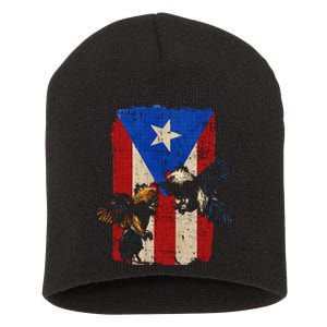 Puerto Rico Flag Cockfighter Game Fowl Cockfighting Rooster Short Acrylic Beanie