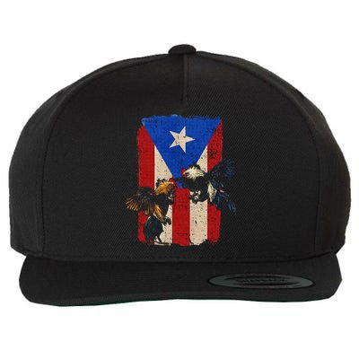Puerto Rico Flag Cockfighter Game Fowl Cockfighting Rooster Wool Snapback Cap