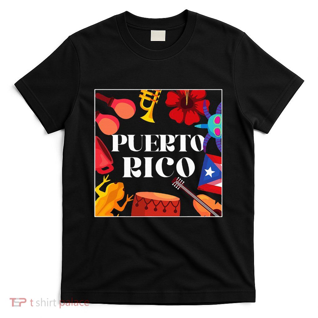 Puerto Rico Flag Flower Amapola Coquí Vejigante Pride T-Shirt
