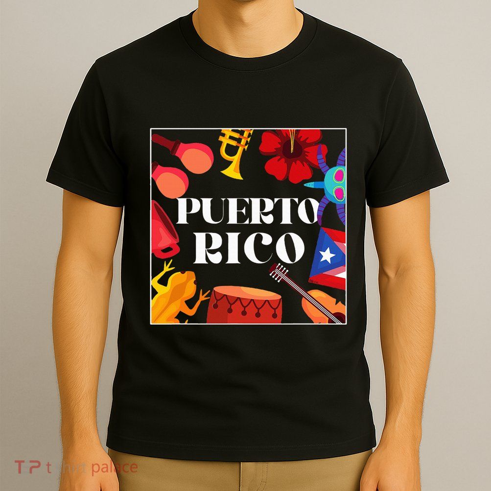 Puerto Rico Flag Flower Amapola Coquí Vejigante Pride T-Shirt
