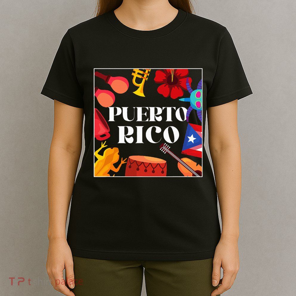 Puerto Rico Flag Flower Amapola Coquí Vejigante Pride T-Shirt