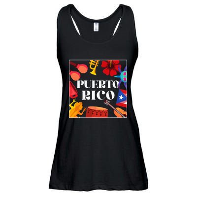 Puerto Rico Flag Flower Amapola Coquí Vejigante Pride Ladies Essential Flowy Tank