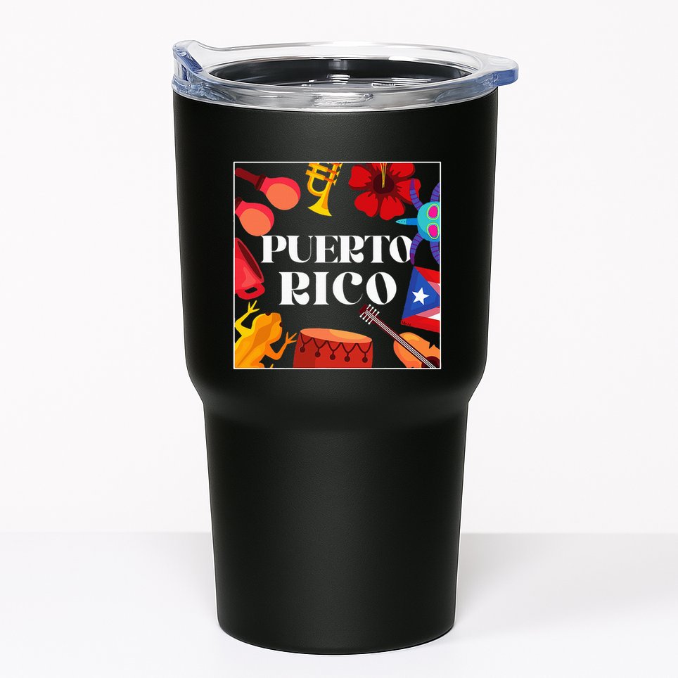 Puerto Rico Flag Flower Amapola Coquí Vejigante Pride Tumbler