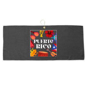 Puerto Rico Flag Flower Amapola Coquí Vejigante Pride Large Microfiber Waffle Golf Towel