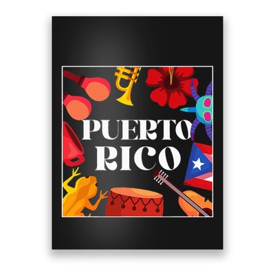 Puerto Rico Flag Flower Amapola Coquí Vejigante Pride Poster