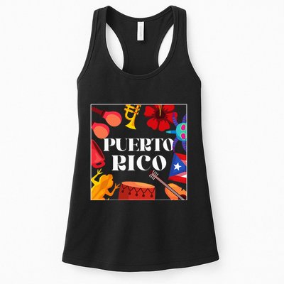 Puerto Rico Flag Flower Amapola Coquí Vejigante Pride Womens Tank Top