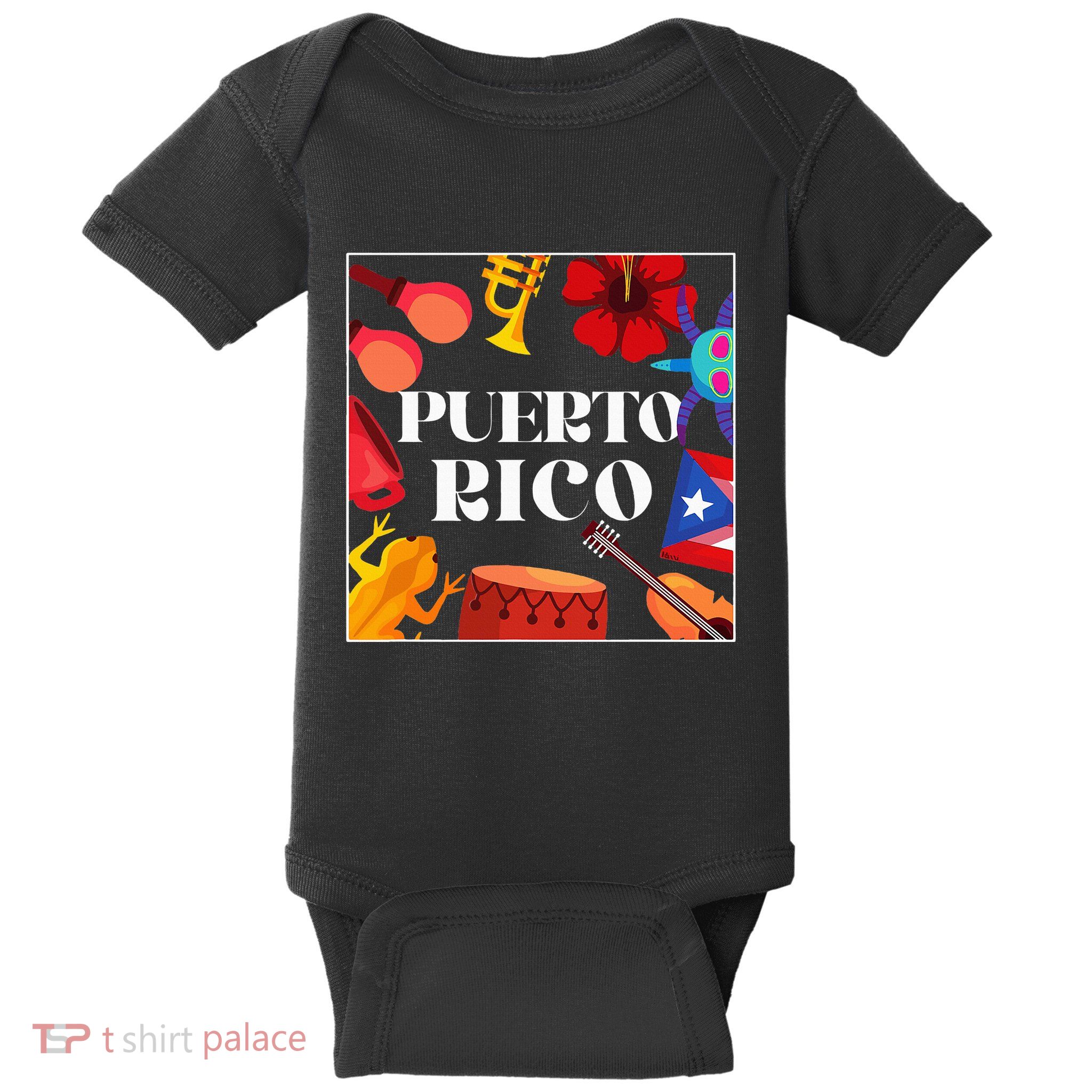 Puerto Rico Flag Flower Amapola Coquí Vejigante Pride Baby Bodysuit