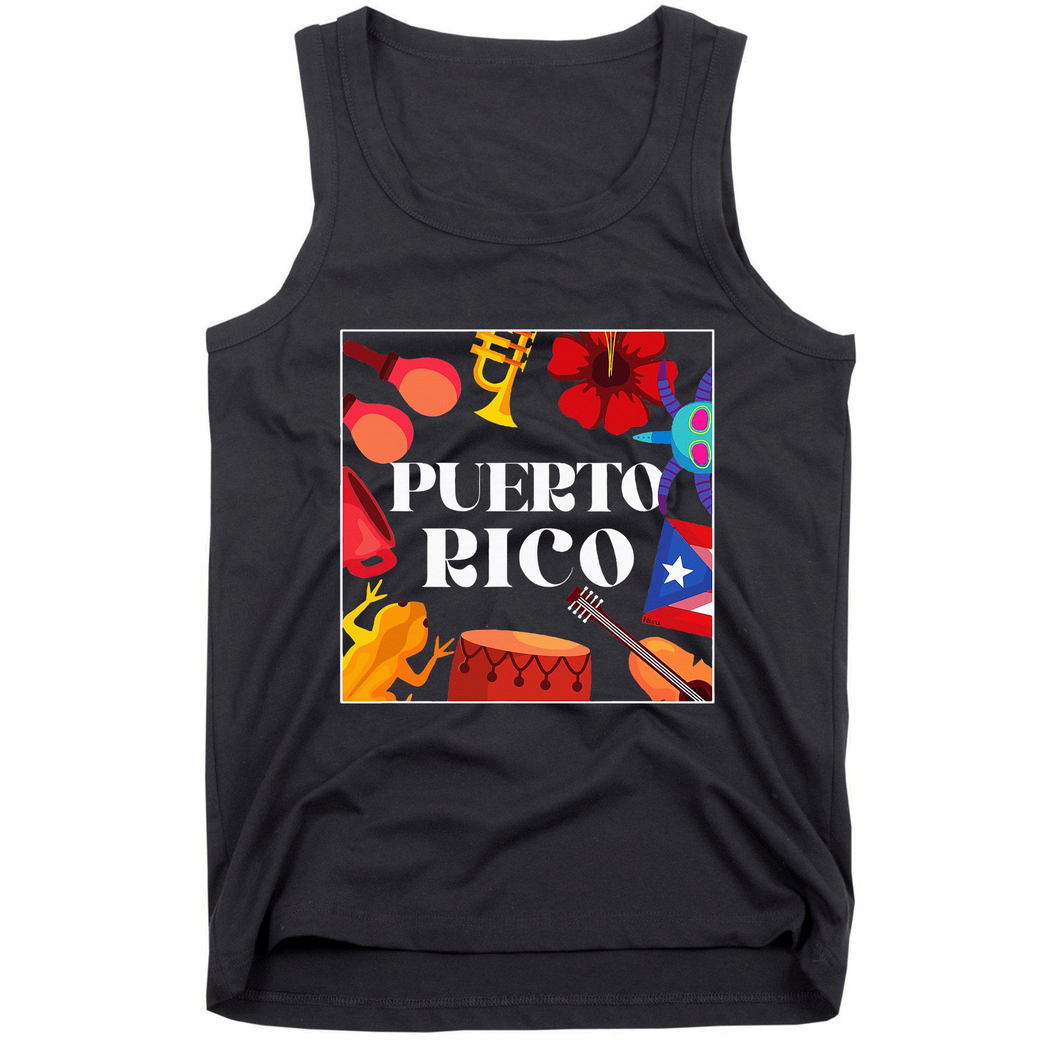 Puerto Rico Flag Flower Amapola Coquí Vejigante Pride Tank Top