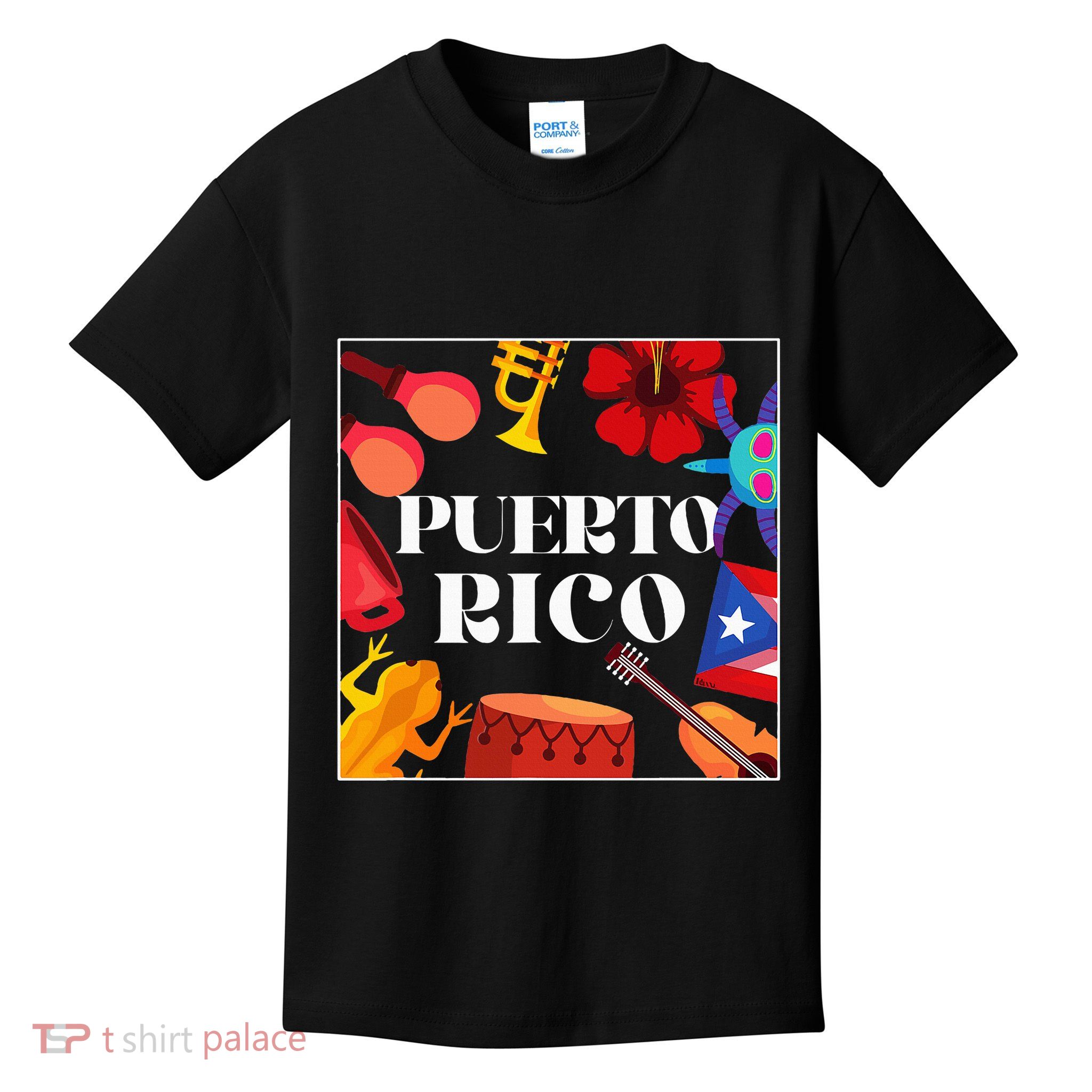 Puerto Rico Flag Flower Amapola Coquí Vejigante Pride Kids T-Shirt