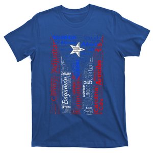 Puerto Rican Flag With Towns And Cities Of Puerto Rico T-Shirt