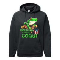 Puerto Rico Frog Puerto Rican Roots Coqui Taino Boricua Gift Performance Fleece Hoodie