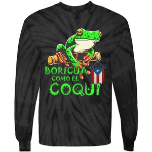 Puerto Rico Frog Puerto Rican Roots Coqui Taino Boricua Gift Tie-Dye Long Sleeve Shirt