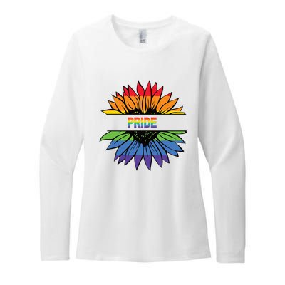 Pride Rainbow Flower Womens CVC Long Sleeve Shirt