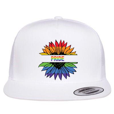 Pride Rainbow Flower Flat Bill Trucker Hat