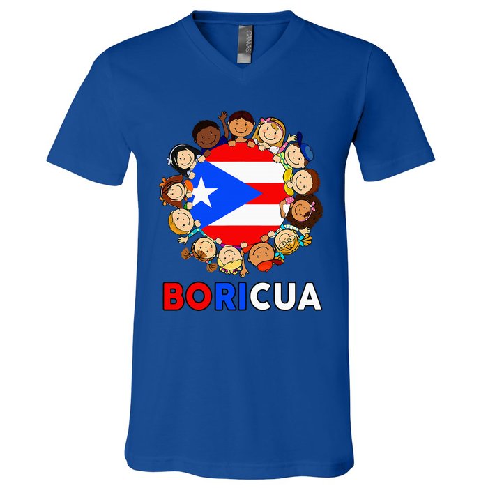 Puerto Rican Flag Boricua Hispanic Heritage Rico V-Neck T-Shirt