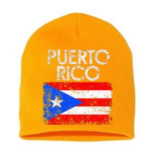 Puerto Rico Flag Pride Souvenir Retro Island Gift Short Acrylic Beanie