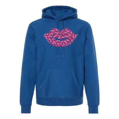 Pink Rose Flower Lips Tee Roses Lovers Floral Valentines Day Gift Premium Hoodie