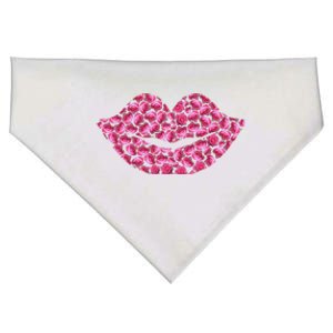 Pink Rose Flower Lips Tee Roses Lovers Floral Valentines Day Gift USA-Made Doggie Bandana