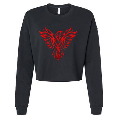 Phoenix Rising Fire Bird Reborn Ashes Rejuvenation Cropped Pullover Crew