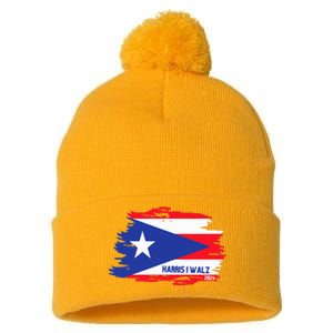 Puerto Ricans For Kamala Harris 2024 Pom Pom 12in Knit Beanie