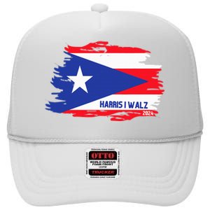 Puerto Ricans For Kamala Harris 2024 High Crown Mesh Back Trucker Hat