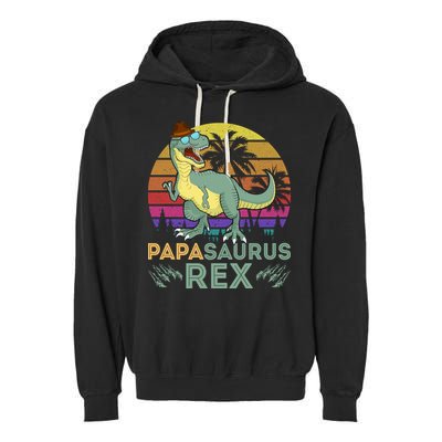 Papasaurus Rex Funny Dad T Garment-Dyed Fleece Hoodie