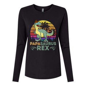 Papasaurus Rex Funny Dad T Womens Cotton Relaxed Long Sleeve T-Shirt