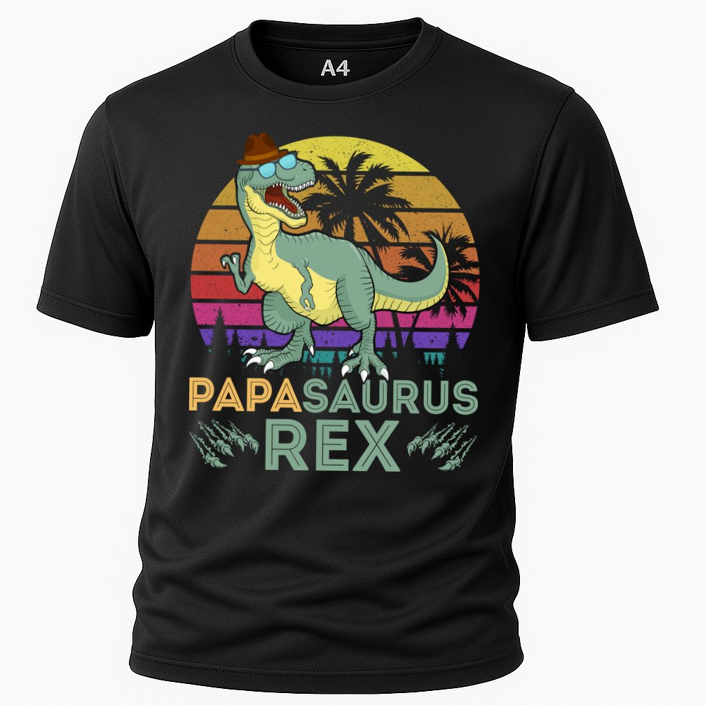 Papasaurus Rex Funny Dad T Cooling Performance Crew T-Shirt