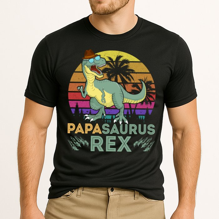 Papasaurus Rex Funny Dad T Cooling Performance Crew T-Shirt