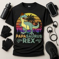 Papasaurus Rex Funny Dad T Cooling Performance Crew T-Shirt