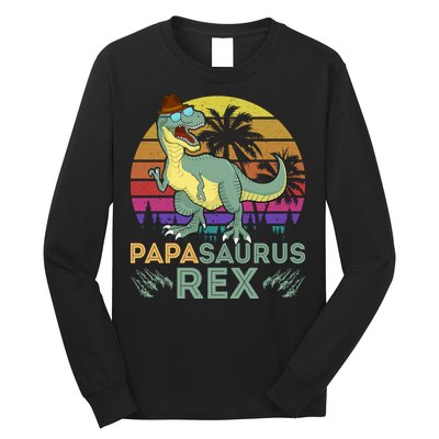 Papasaurus Rex Funny Dad T Long Sleeve Shirt