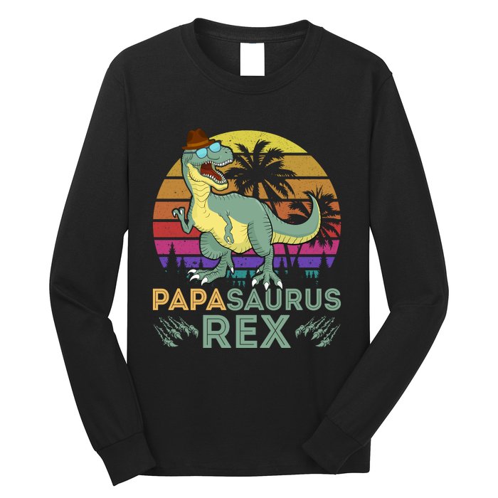 Papasaurus Rex Funny Dad T Long Sleeve Shirt