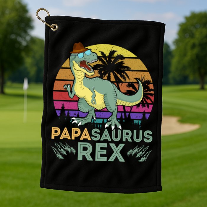 Papasaurus Rex Funny Dad T Golf Towel