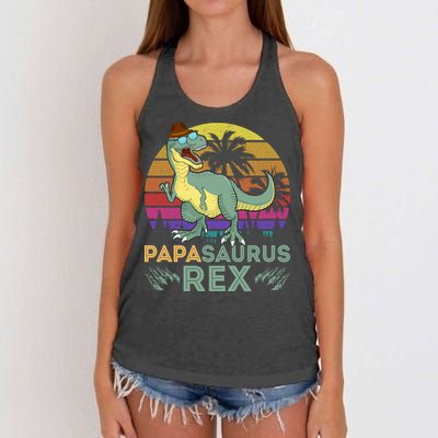 Papasaurus Rex Funny Dad T Women's Knotted Racerback Tank