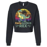 Papasaurus Rex Funny Dad T Cropped Pullover Crew