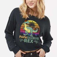 Papasaurus Rex Funny Dad T Cropped Pullover Crew