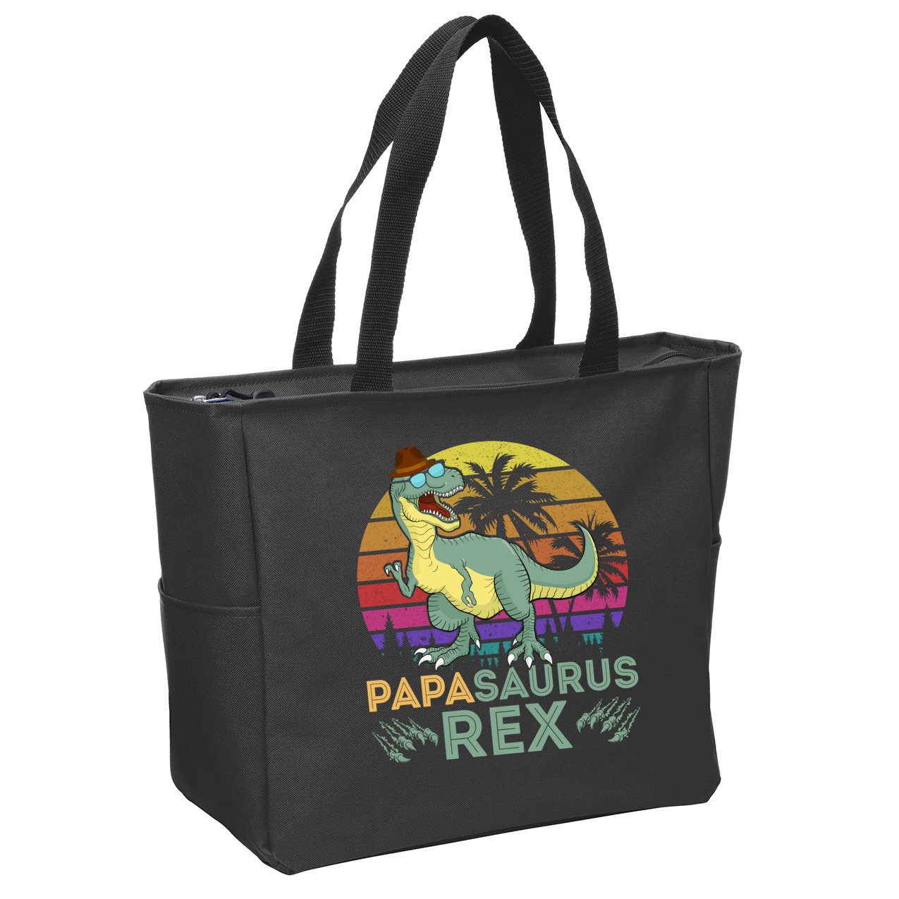 Papasaurus Rex Funny Dad T Zip Tote Bag