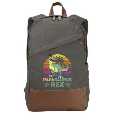Papasaurus Rex Funny Dad T Cotton Canvas Backpack