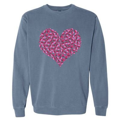 Pink Rose Flower Heargreat Gift Roses Lovers Valentines Day Cute Gift Garment-Dyed Sweatshirt