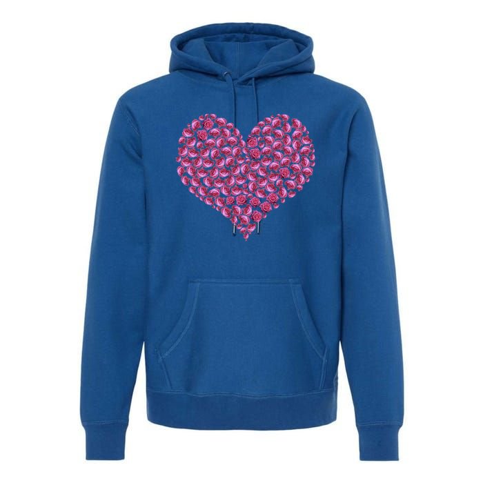 Pink Rose Flower Heargreat Gift Roses Lovers Valentines Day Cute Gift Premium Hoodie