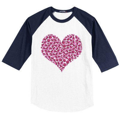 Pink Rose Flower Heargreat Gift Roses Lovers Valentines Day Cute Gift Baseball Sleeve Shirt