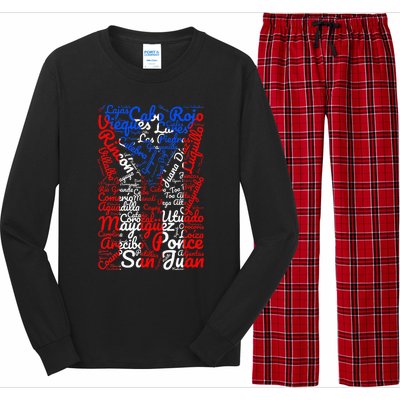 Puerto Rican Flag Towns And Cities Of Puerto Rico Long Sleeve Pajama Set