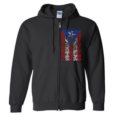 Puerto Rican Flag Towns And Cities Of Puerto Rico Full Zip Hoodie