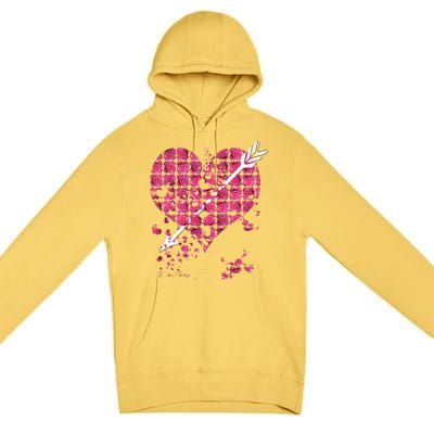 Pink Rose Flower Heart And Arrow Gift Roses Lovers Valentines Day Gift Premium Pullover Hoodie