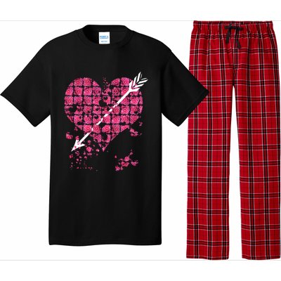 Pink Rose Flower Heart And Arrow Gift Roses Lovers Valentines Day Gift Pajama Set